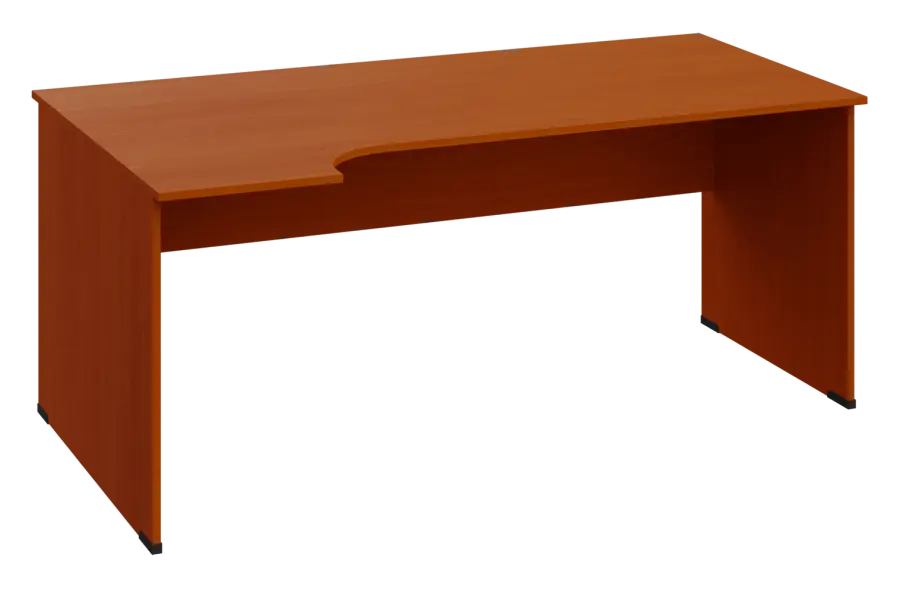 ERL 18 - 184 stůl kancelářský, rohový, levý, dřevěná podnož, deska 18 mm, široký 1800 mm, třešeň šumavská